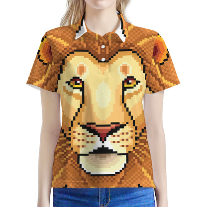 Leo Pixel Print Women's Polo Shirt