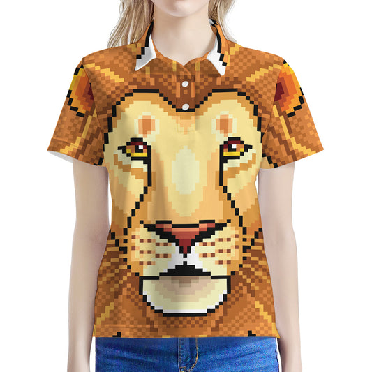 Leo Pixel Print Women's Polo Shirt