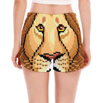 Leo Pixel Print Women's Split Running Shorts