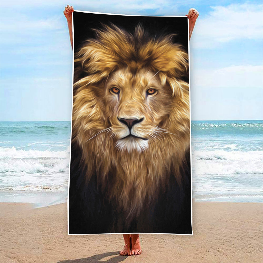 Leo Portrait Print Beach Towel