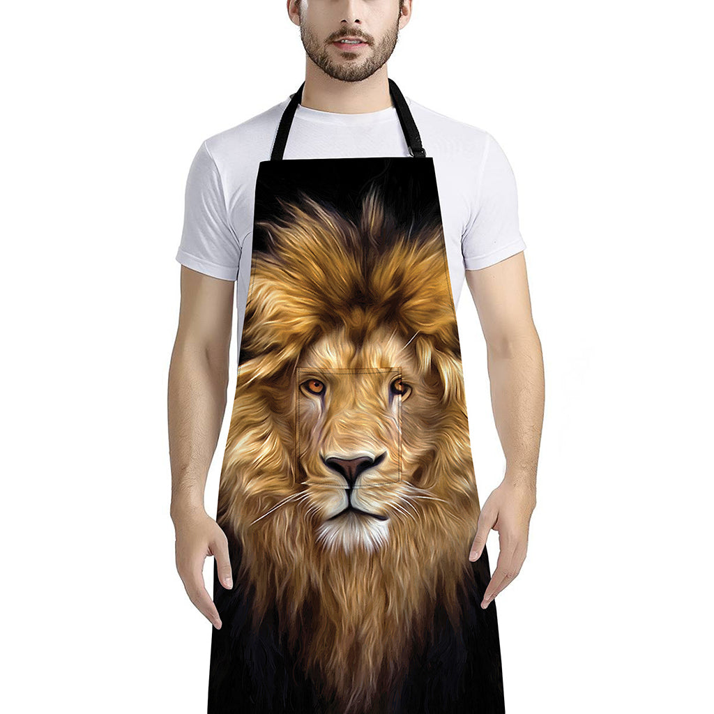 Leo Portrait Print Bib Apron With Pocket
