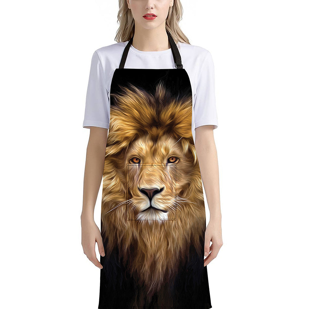 Leo Portrait Print Bib Apron With Pocket