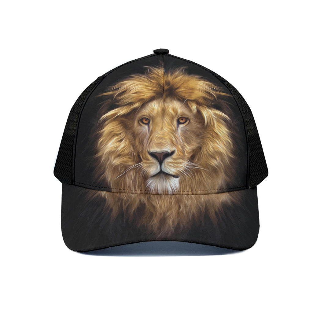 Leo Portrait Print Black Mesh Trucker Cap