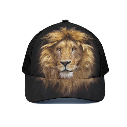 Leo Portrait Print Black Mesh Trucker Cap