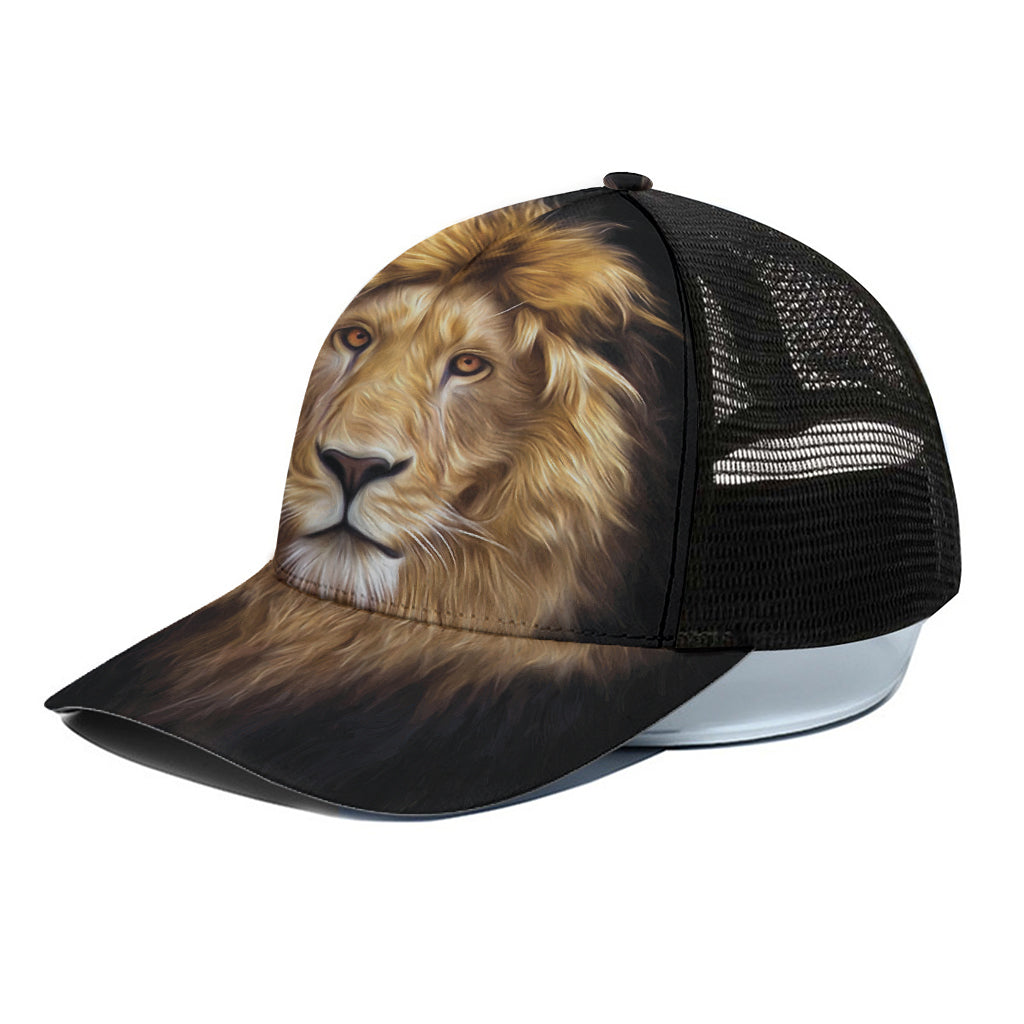 Leo Portrait Print Black Mesh Trucker Cap