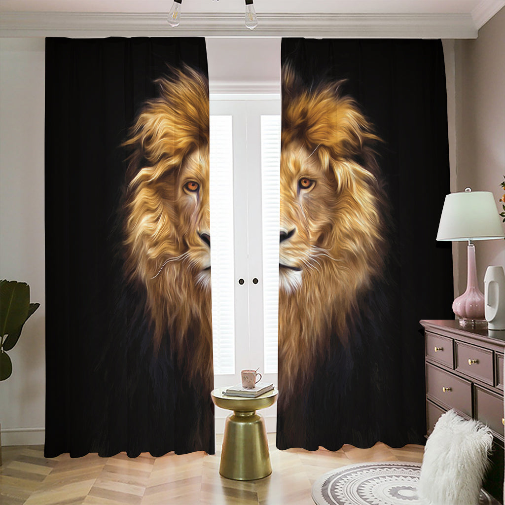 Leo Portrait Print Blackout Pencil Pleat Curtains