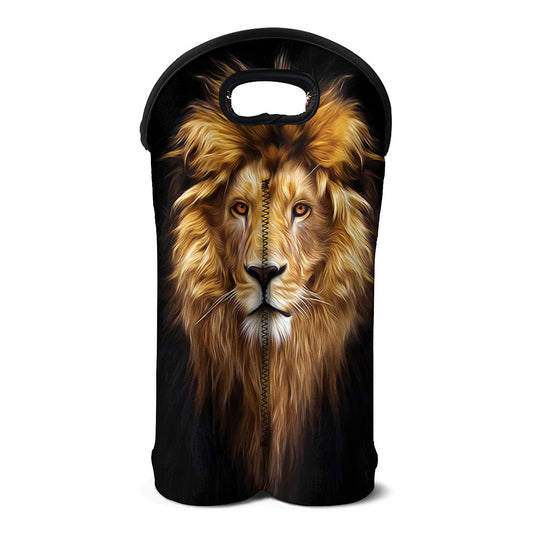 Leo Portrait Print Double Neoprene Wine Tote