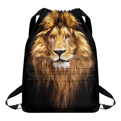 Leo Portrait Print Drawstring Backpack