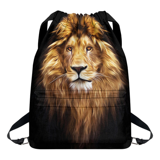 Leo Portrait Print Drawstring Backpack