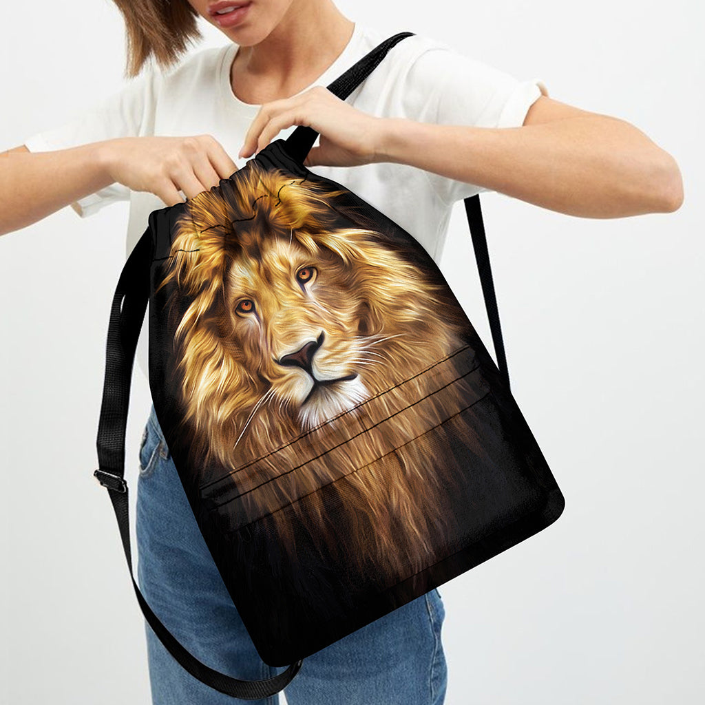 Leo Portrait Print Drawstring Backpack