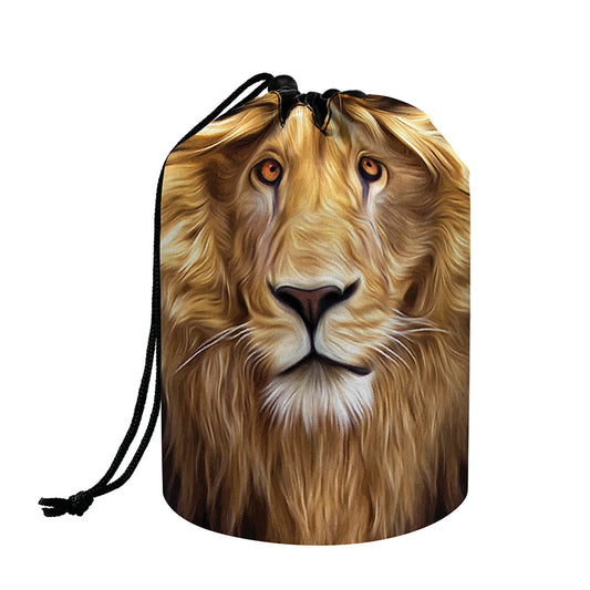 Leo Portrait Print Drawstring Makeup Bag