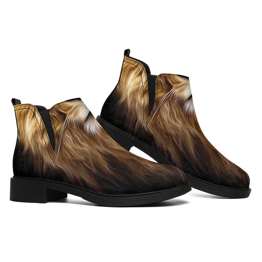 Leo Portrait Print Flat Ankle Boots