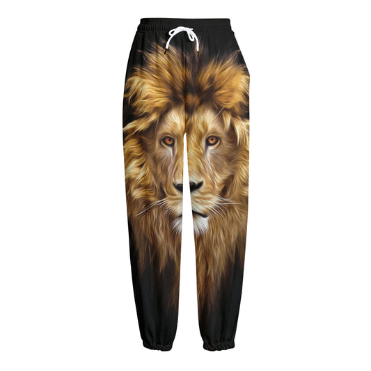 Leo Portrait Print Fleece Lined Knit Pants
