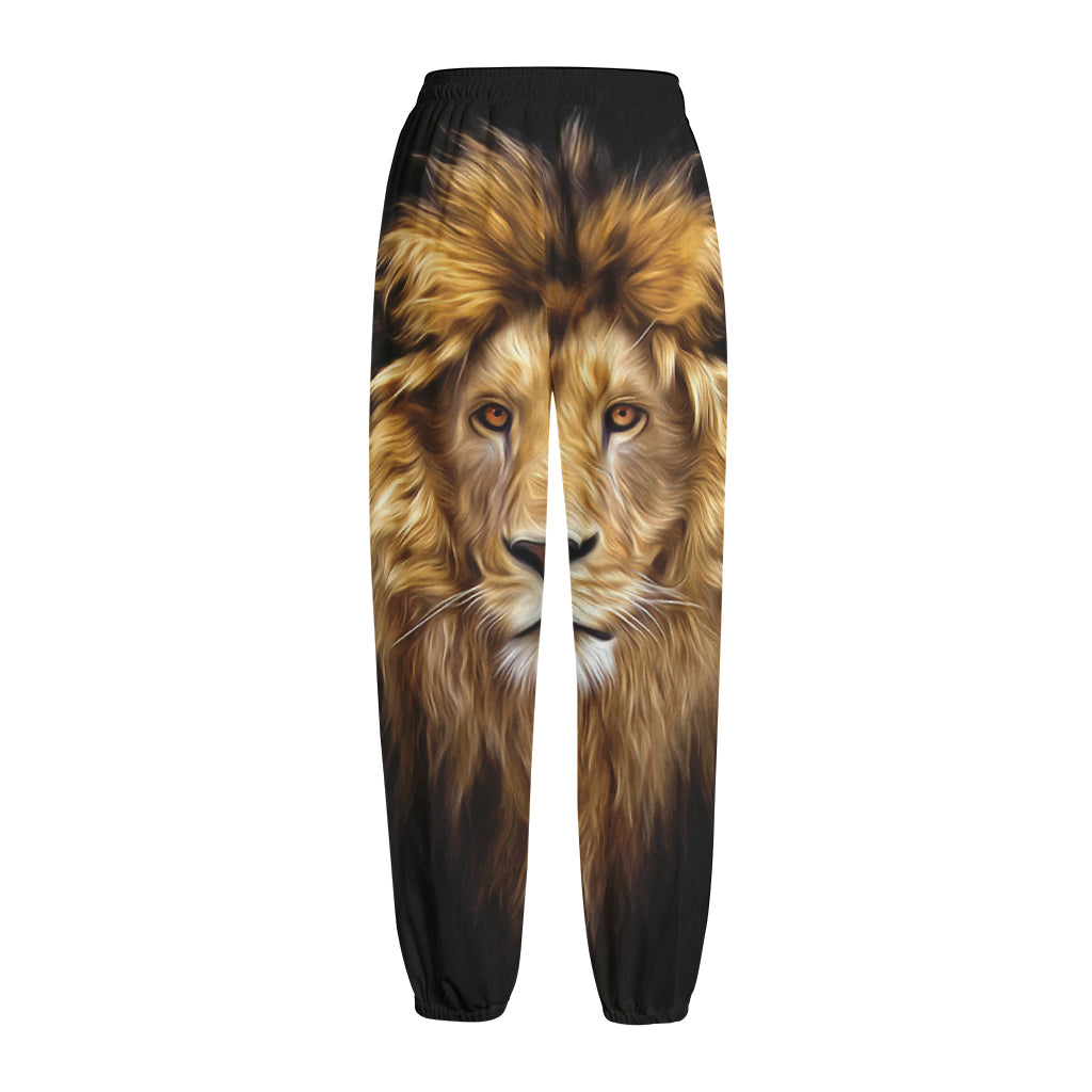 Leo Portrait Print Fleece Lined Knit Pants