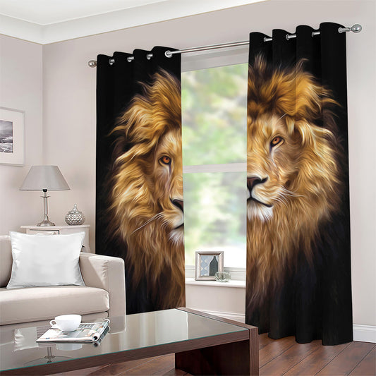 Leo Portrait Print Grommet Curtains