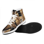 Leo Portrait Print High Top Leather Sneakers