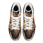 Leo Portrait Print High Top Leather Sneakers