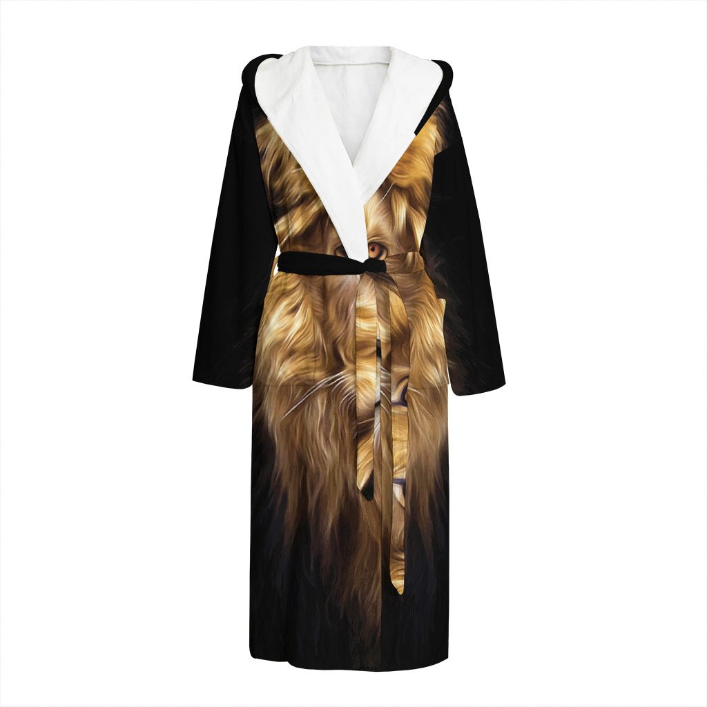 Leo Portrait Print Hooded Bathrobe
