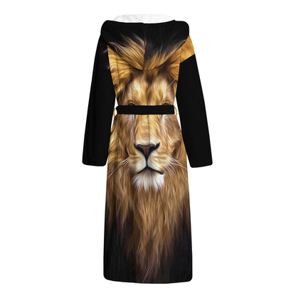Leo Portrait Print Hooded Bathrobe