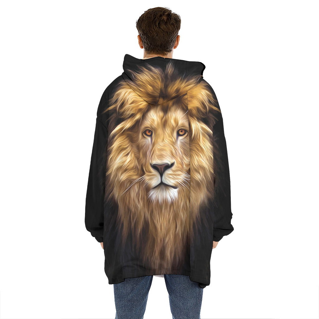 Leo Portrait Print Hoodie Blanket