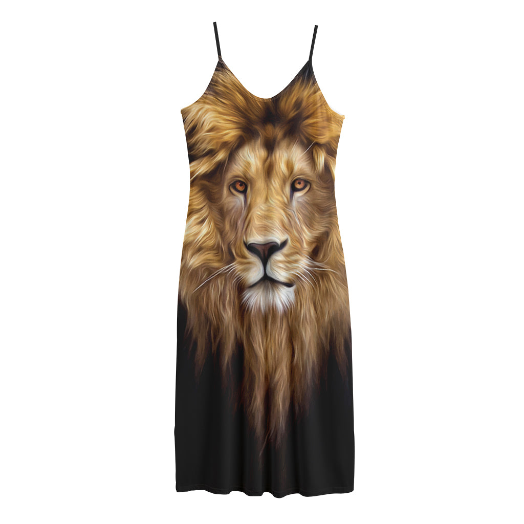 Leo Portrait Print Jersey Midi Cami Dress