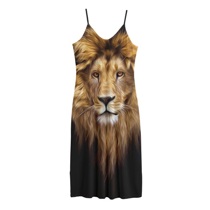 Leo Portrait Print Jersey Midi Cami Dress