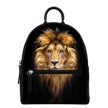 Leo Portrait Print Leather Backpack