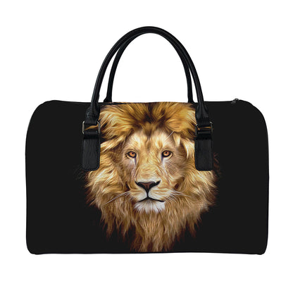 Leo Portrait Print Leather Duffle Bag