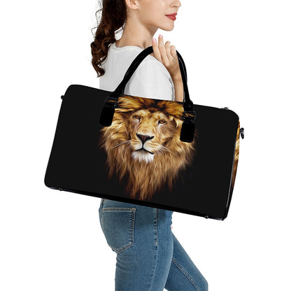 Leo Portrait Print Leather Duffle Bag
