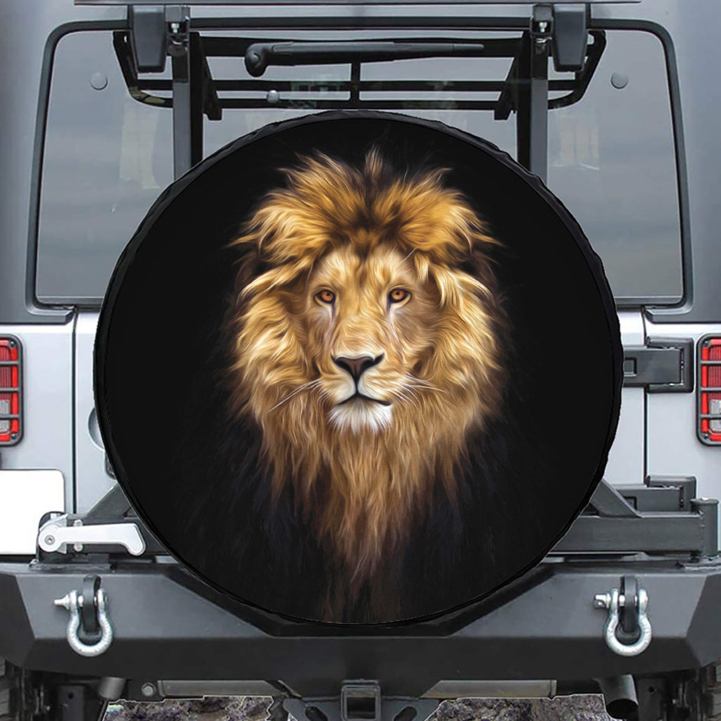 Leo Portrait Print Leather Spare Tire Cover