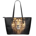 Leo Portrait Print Leather Tote Bag With Zipper