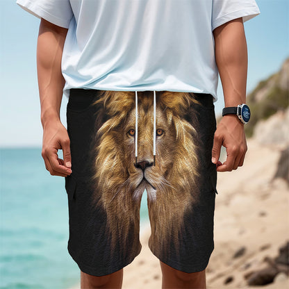 Leo Portrait Print Men's Cargo Shorts