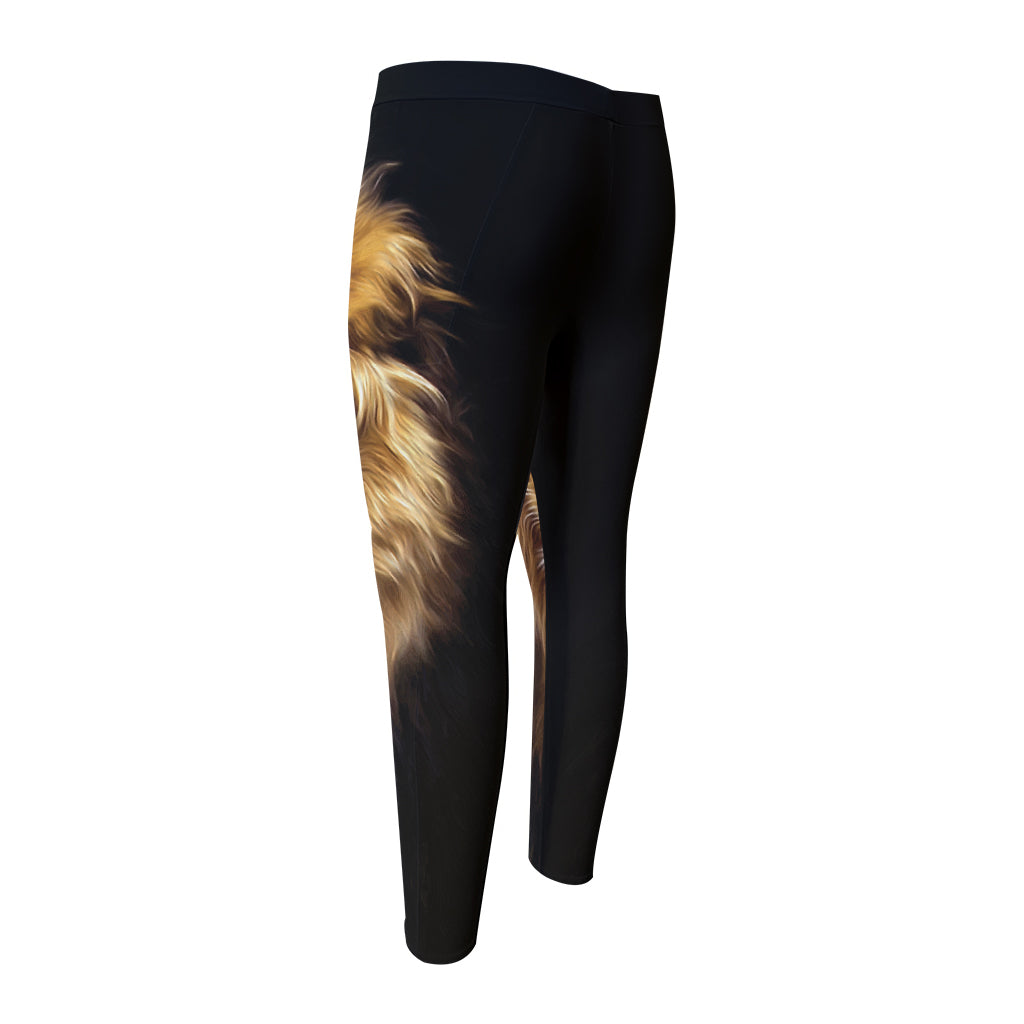 Leo Portrait Print Men's Compression Pants