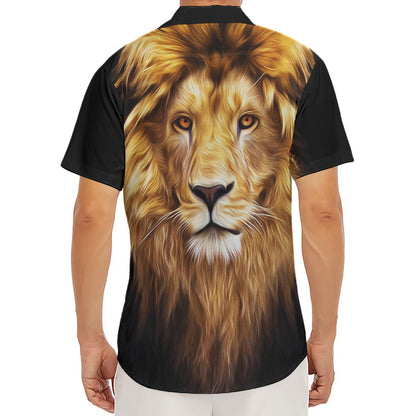 Leo Portrait Print Men's Deep V-Neck Shirt