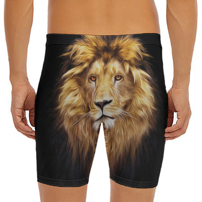Leo Portrait Print Men's Long Boxer Briefs