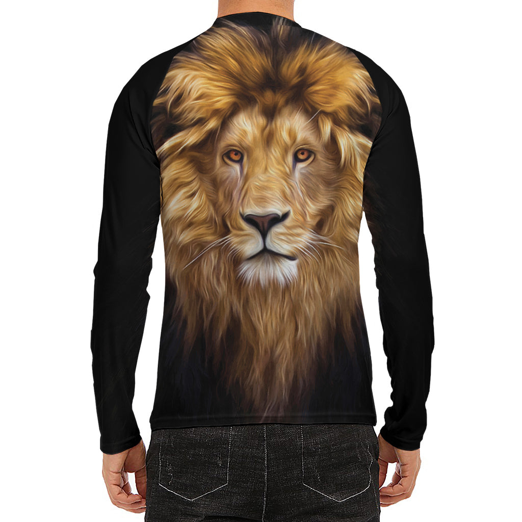 Leo Portrait Print Men's Long Sleeve Rash Guard