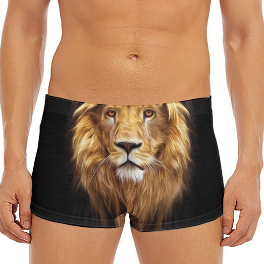 Leo Portrait Print Men's Short Boxer Briefs