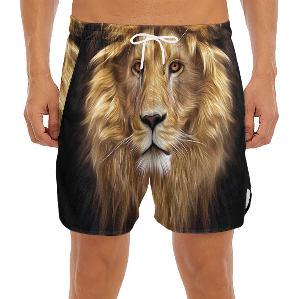 Leo Portrait Print Men's Split Running Shorts