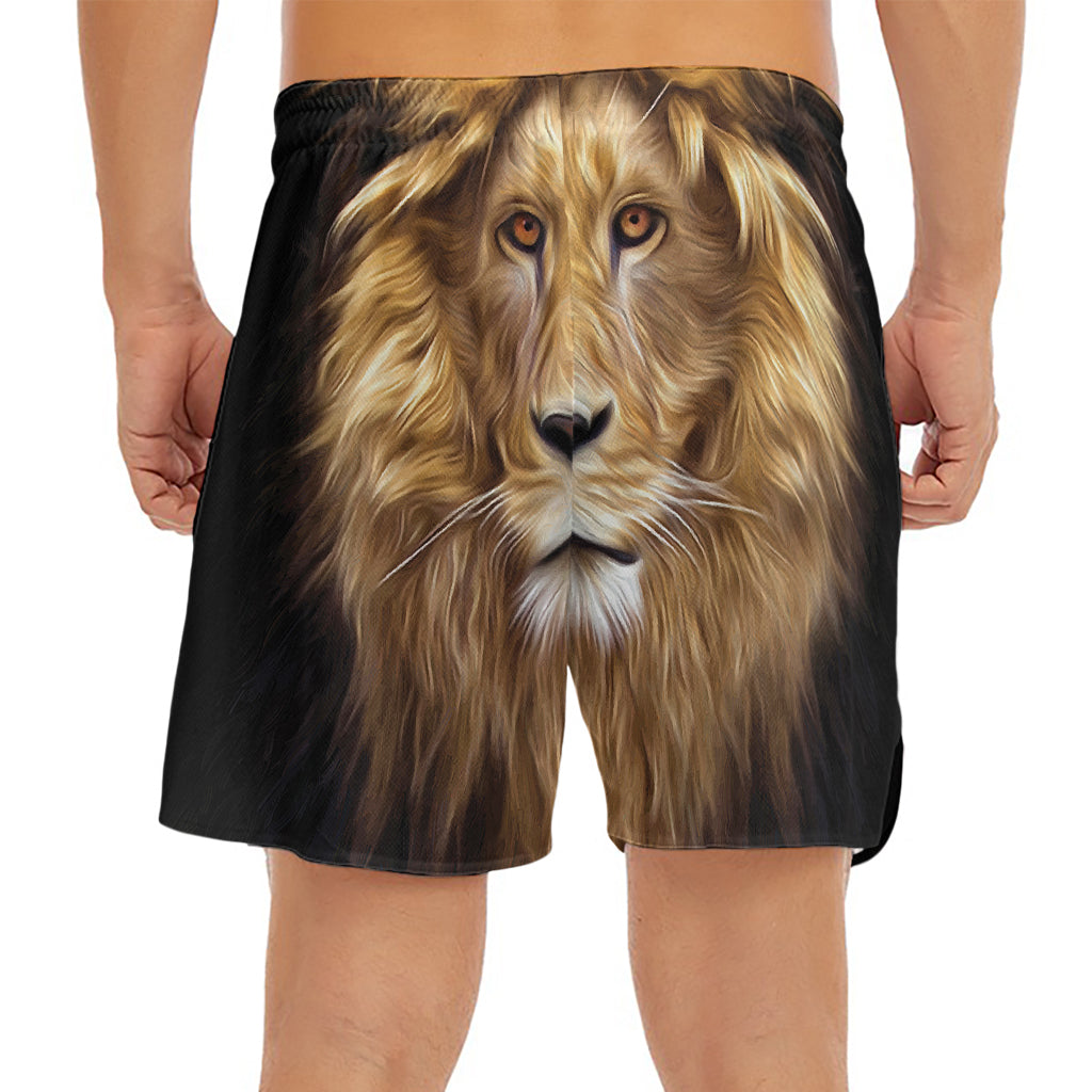 Leo Portrait Print Men's Split Running Shorts