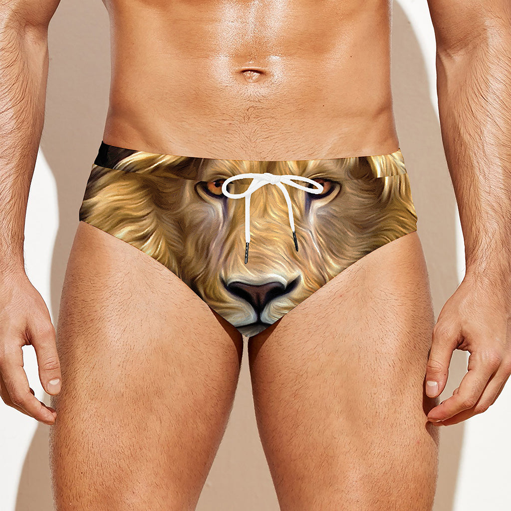 Leo Portrait Print Men's Swim Briefs