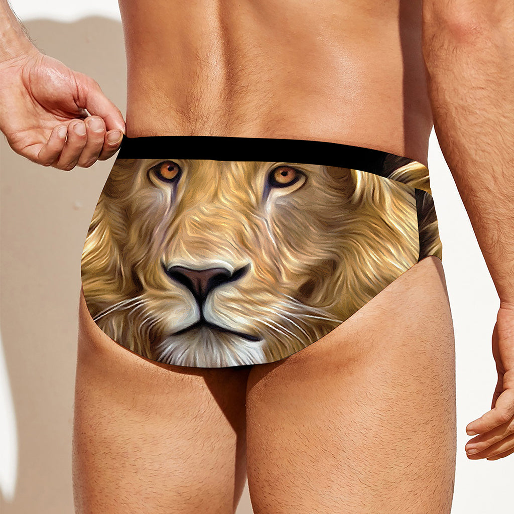 Leo Portrait Print Men's Swim Briefs