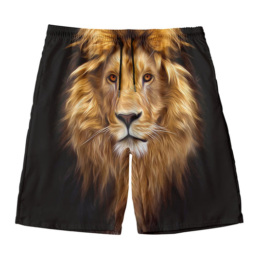 Leo Portrait Print Men's Swim Trunks