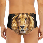 Leo Portrait Print Men's Triangle Swim Briefs