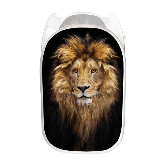 Leo Portrait Print Mesh Laundry Hamper
