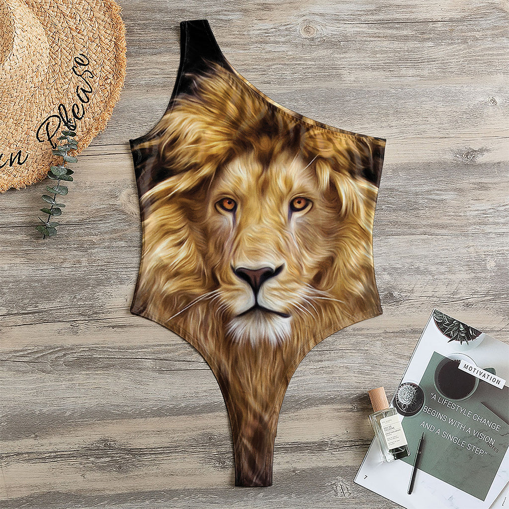 Leo Portrait Print One Shoulder Bodysuit
