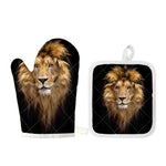 Leo Portrait Print Oven Mitt And Pot Holder Set