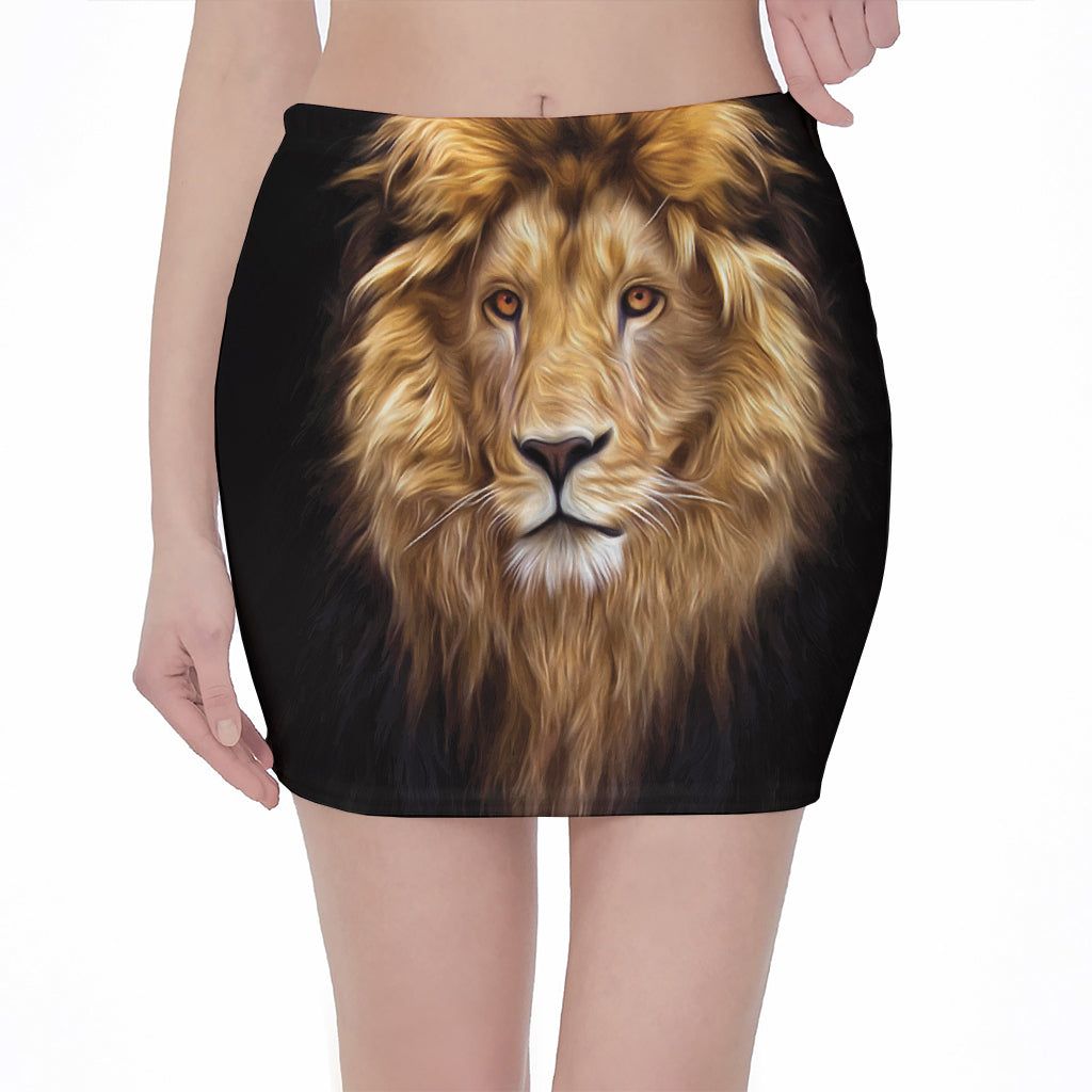 Leo Portrait Print Pencil Mini Skirt