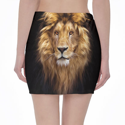 Leo Portrait Print Pencil Mini Skirt