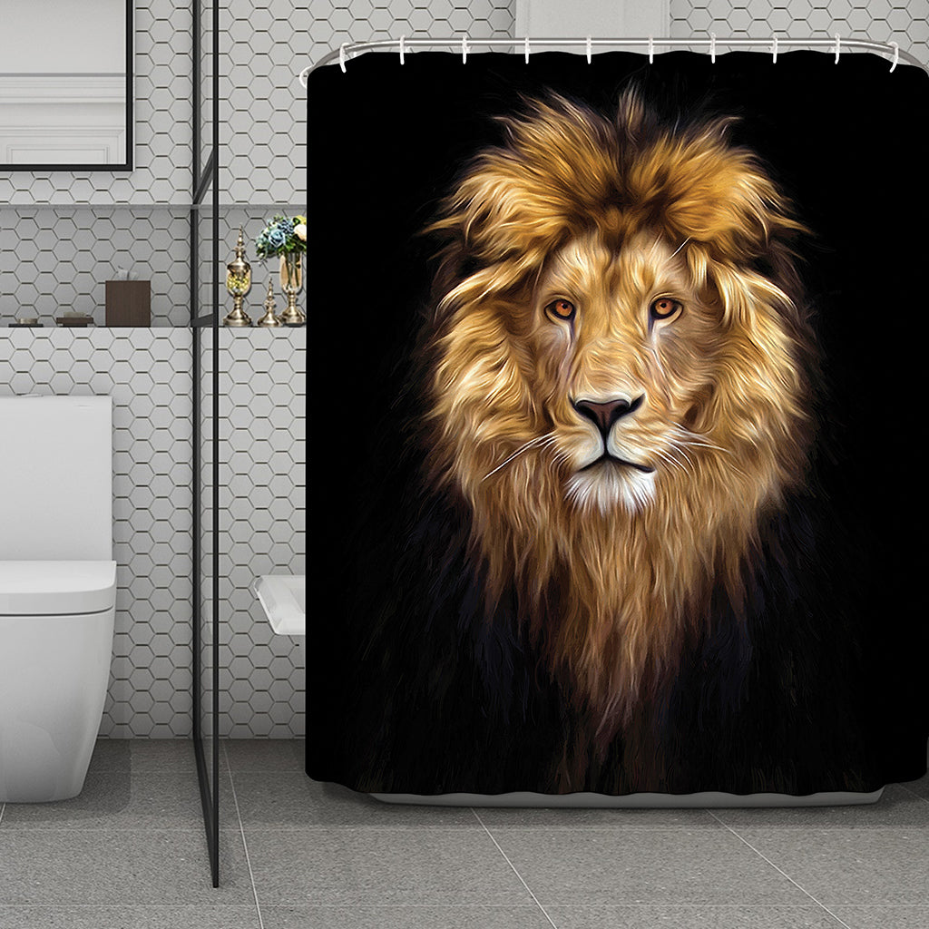 Leo Portrait Print Polyester Shower Curtain
