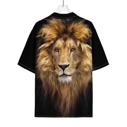 Leo Portrait Print Rayon Hawaiian Shirt